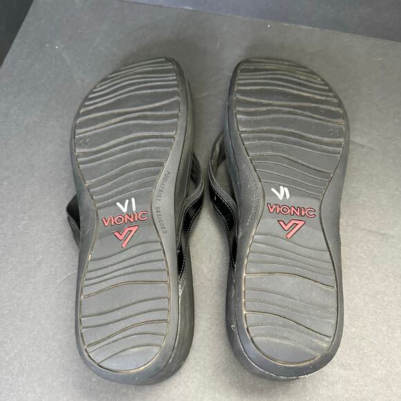 Vionic Womens size 11 High Tide Black Patent Leather Thong Sandals tvw4895 - Picture 6 of 7